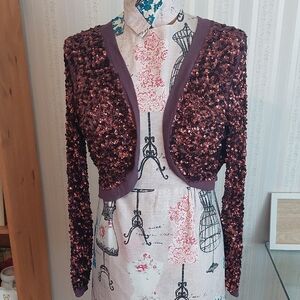 Sequin Embellished Purple Bolero Jacket